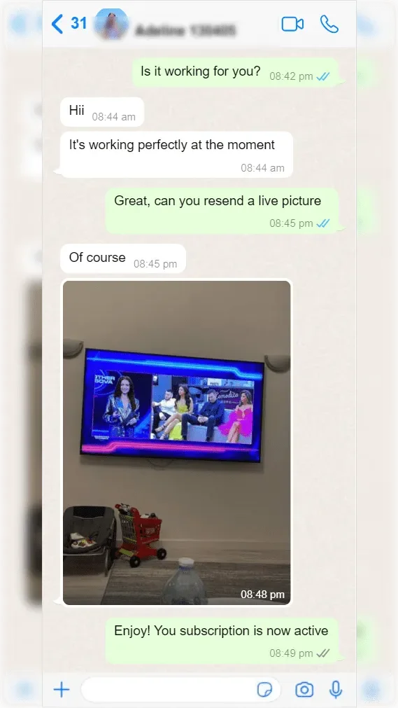 لقطة شاشة تقييم عميل عبر WhatsApp