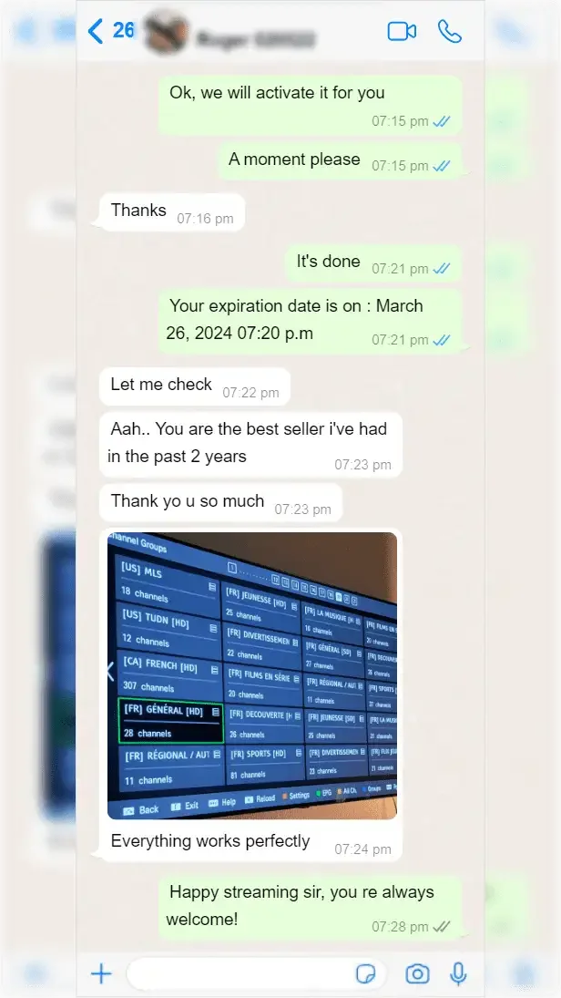 لقطة شاشة تقييم عميل عبر WhatsApp